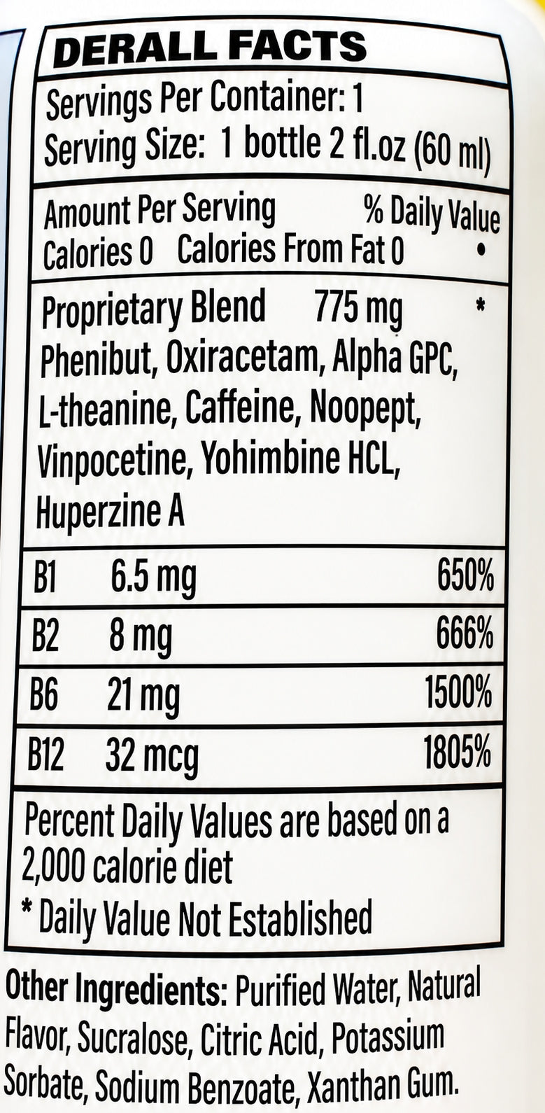 Derall Boost 2oz Energy Shot – 775mg Fast Acting Energy & Focus Support