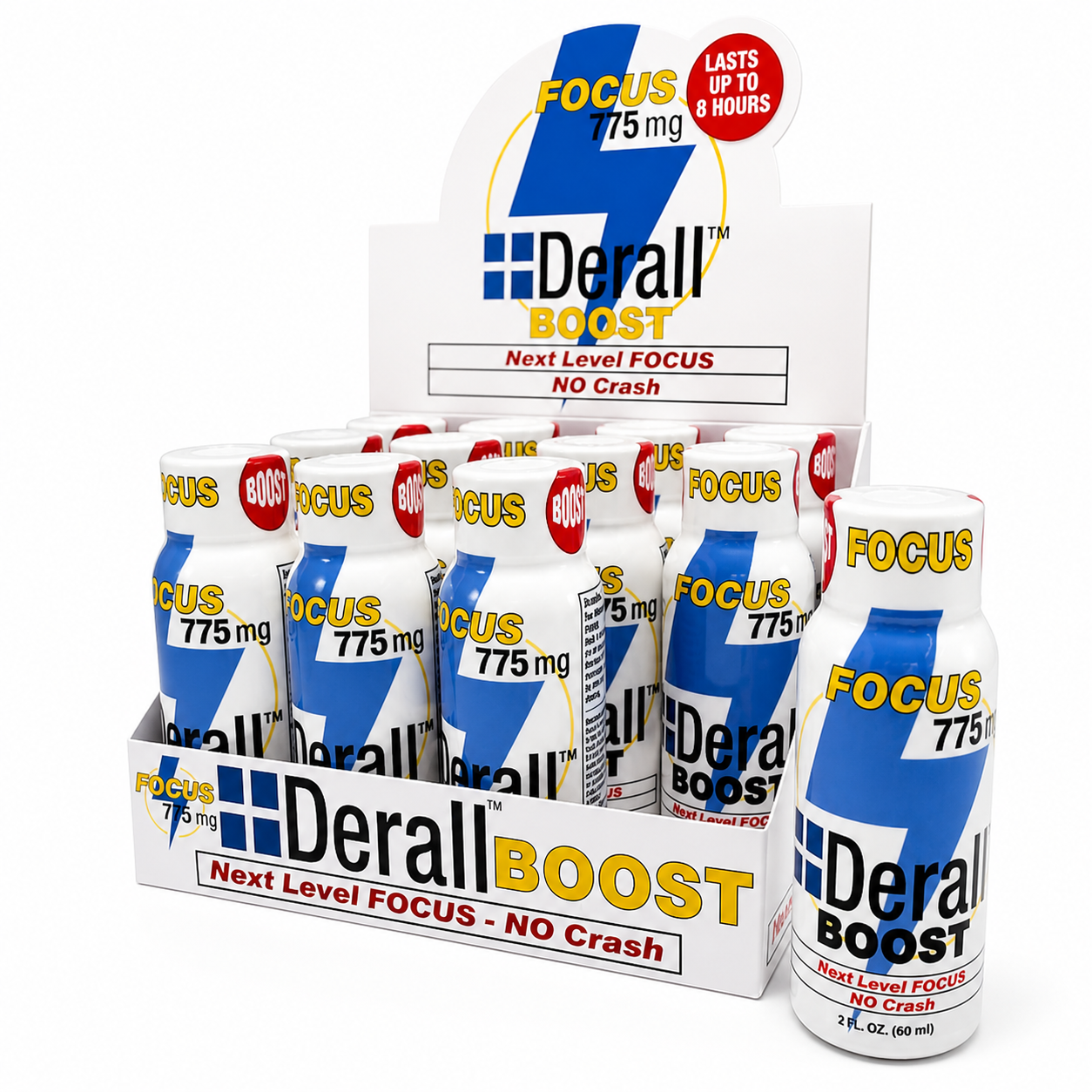 Derall Boost 2oz Energy Shot – 775mg Fast Acting Energy & Focus Support