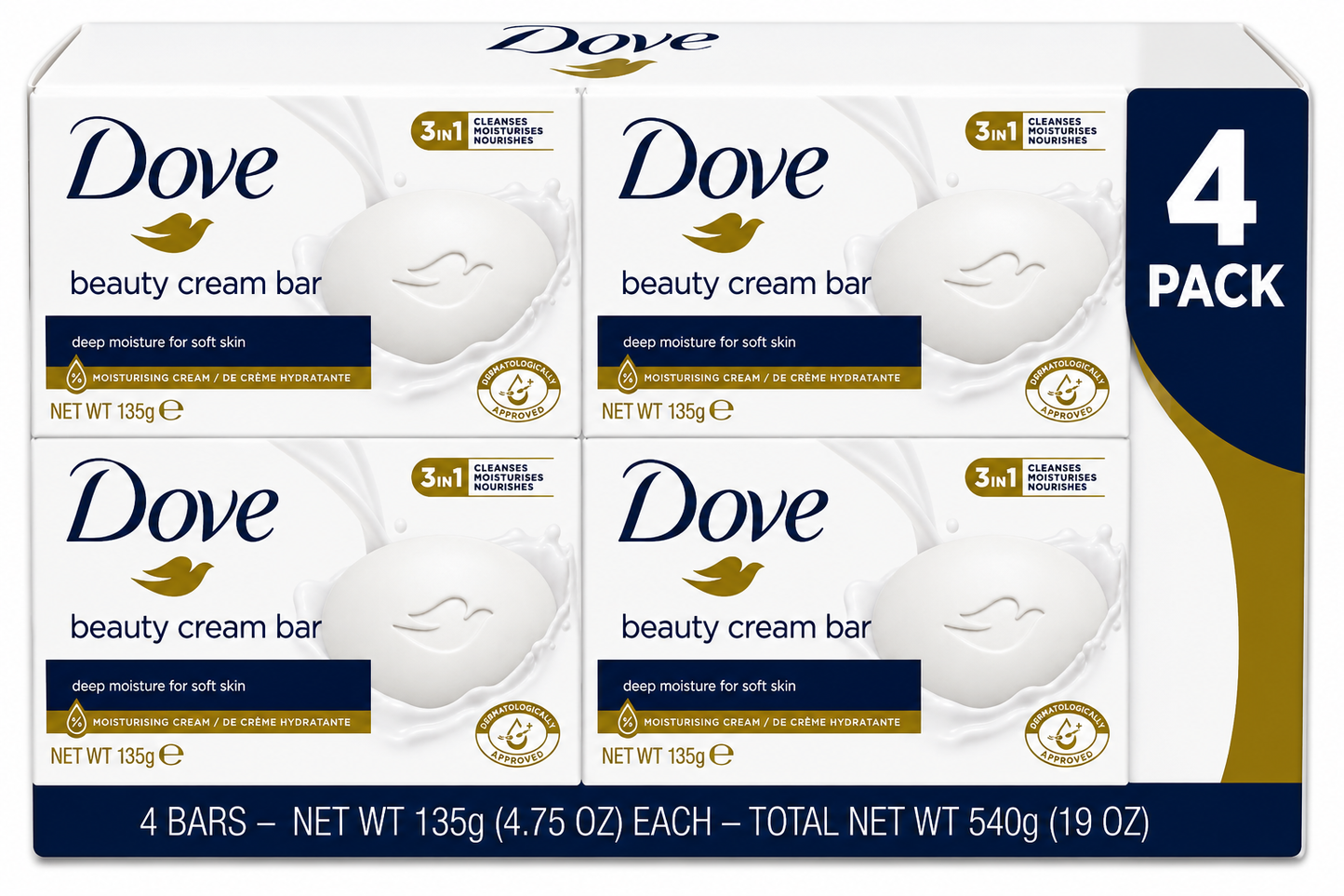 Dove Original Large Beauty Bar Soap – 4.75 oz (135 g)