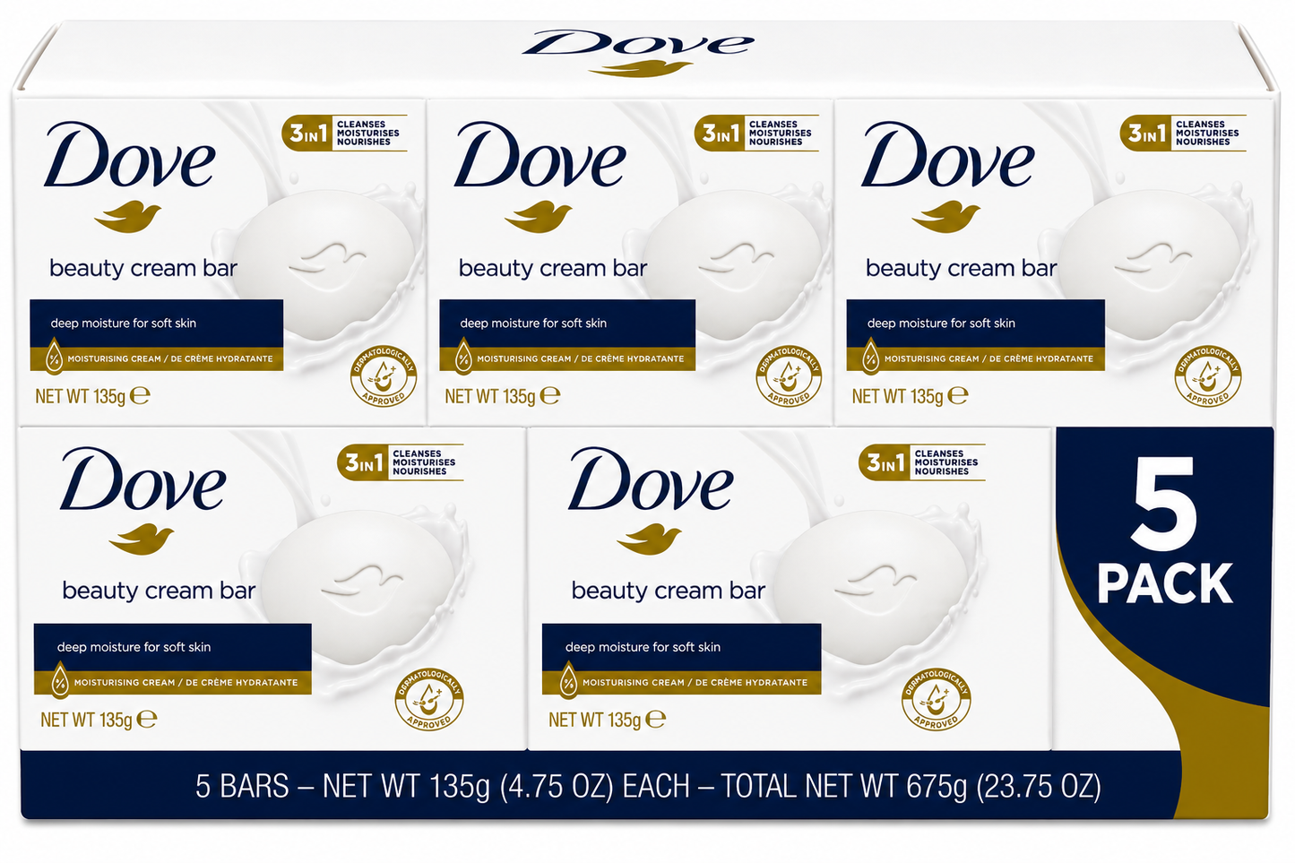 Dove Original Large Beauty Bar Soap – 4.75 oz (135 g)