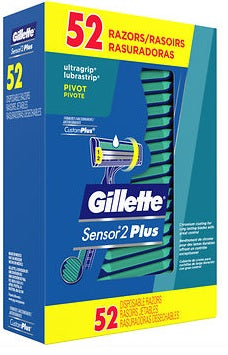 Gillette Sensor2 Plus Pivot Disposable Razors with Lubrastrip – 52 Razors