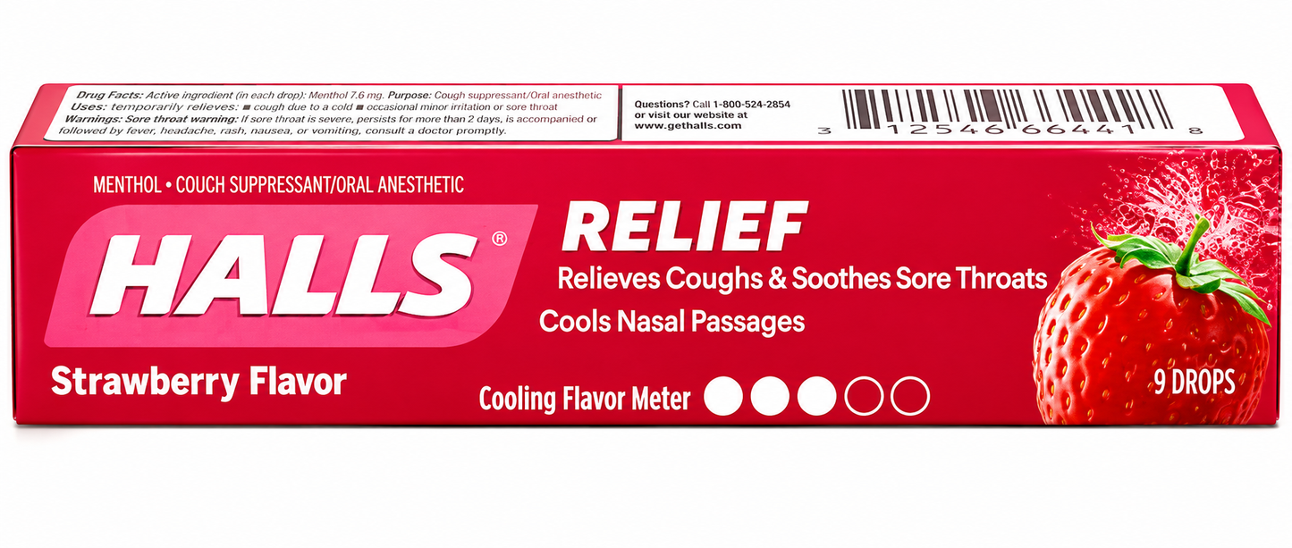 HALLS Cough Drops – 20 Packs of 9 (180 Drops)