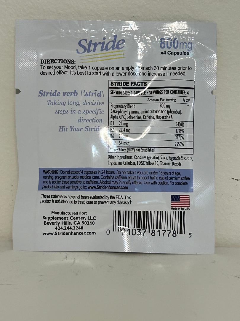 Stride 800mg Capsules – Energy & Focus Support (24 Count)