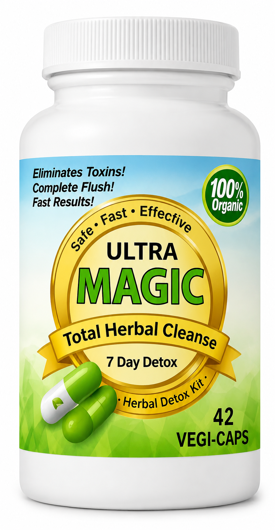 Ultra Magic Detox™ 7-Day Herbal Cleanse & System Flush – 42 Vegi-Caps