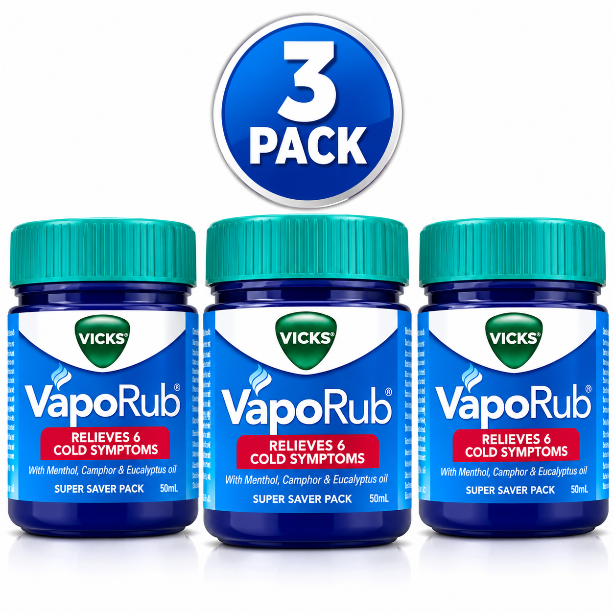Vicks VapoRub 3 Pack – 1.76 oz Cough Suppressant & Topical Analgesic Ointment