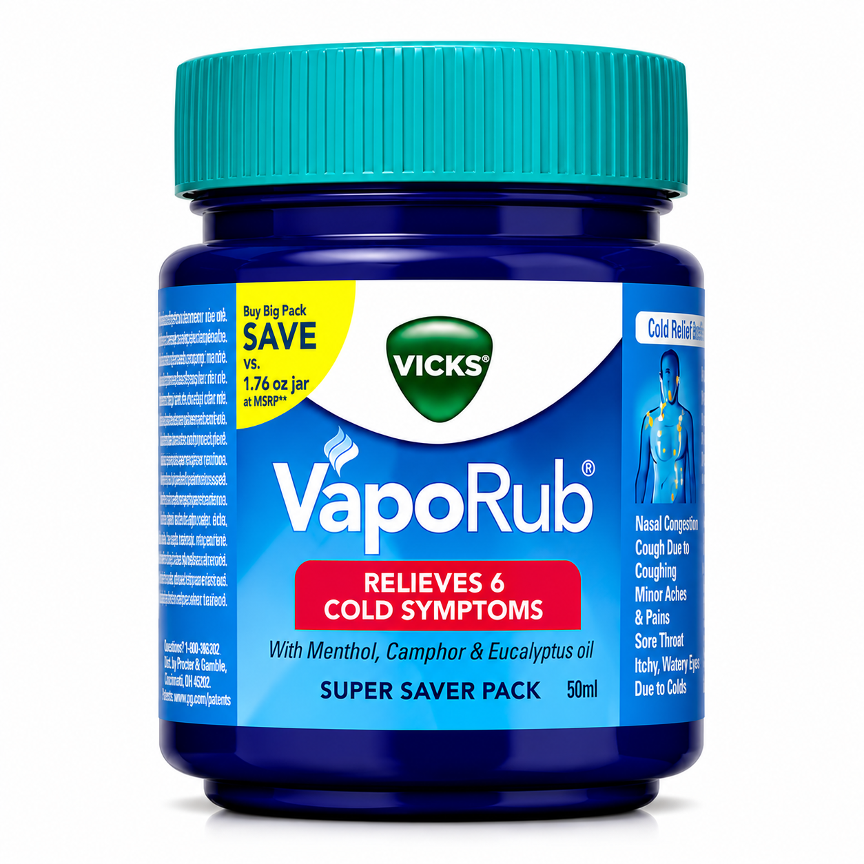 Vicks VapoRub 3 Pack – 1.76 oz Cough Suppressant & Topical Analgesic Ointment