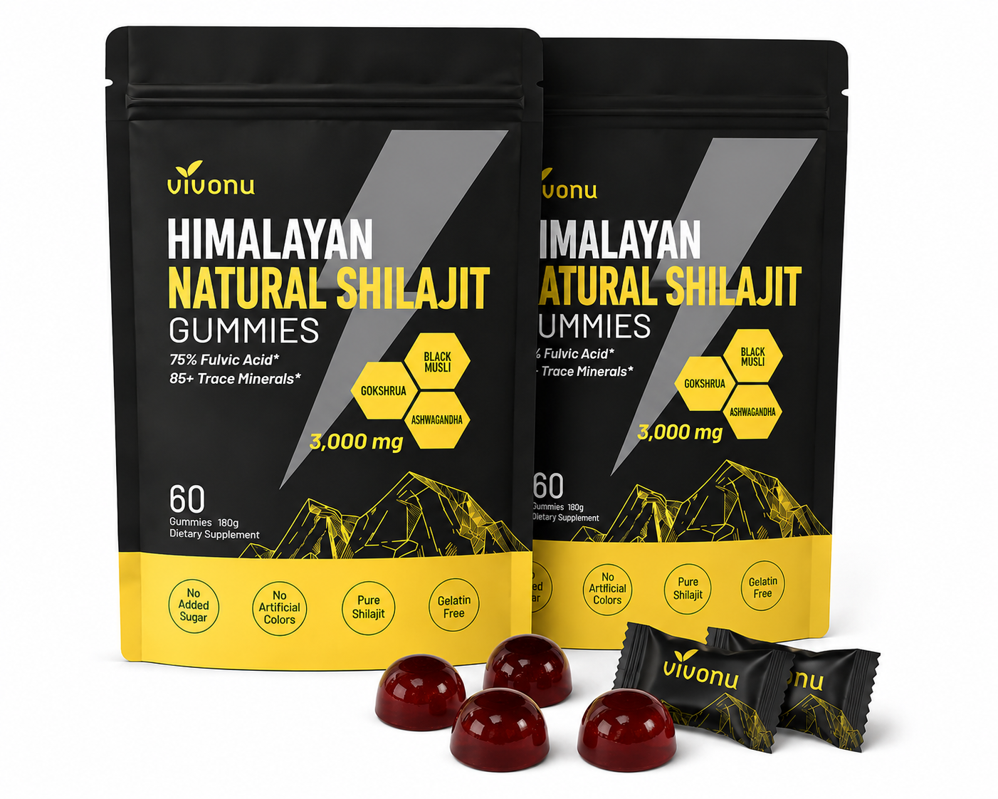 Nivonu Himalayan Natural Shilajit Gummies 3000mg 60 Count