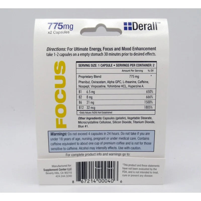Derall Boost 775mg Capsules Energy Focus Mood Support 24ct